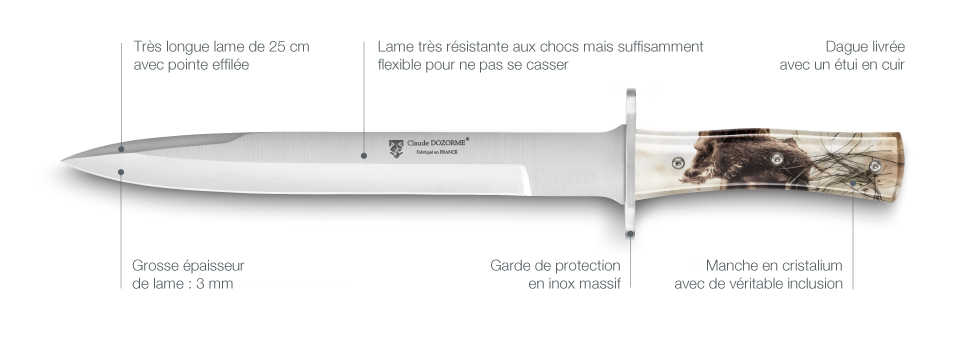 Couteau De Chasse Grande Dague Claude Dozorme