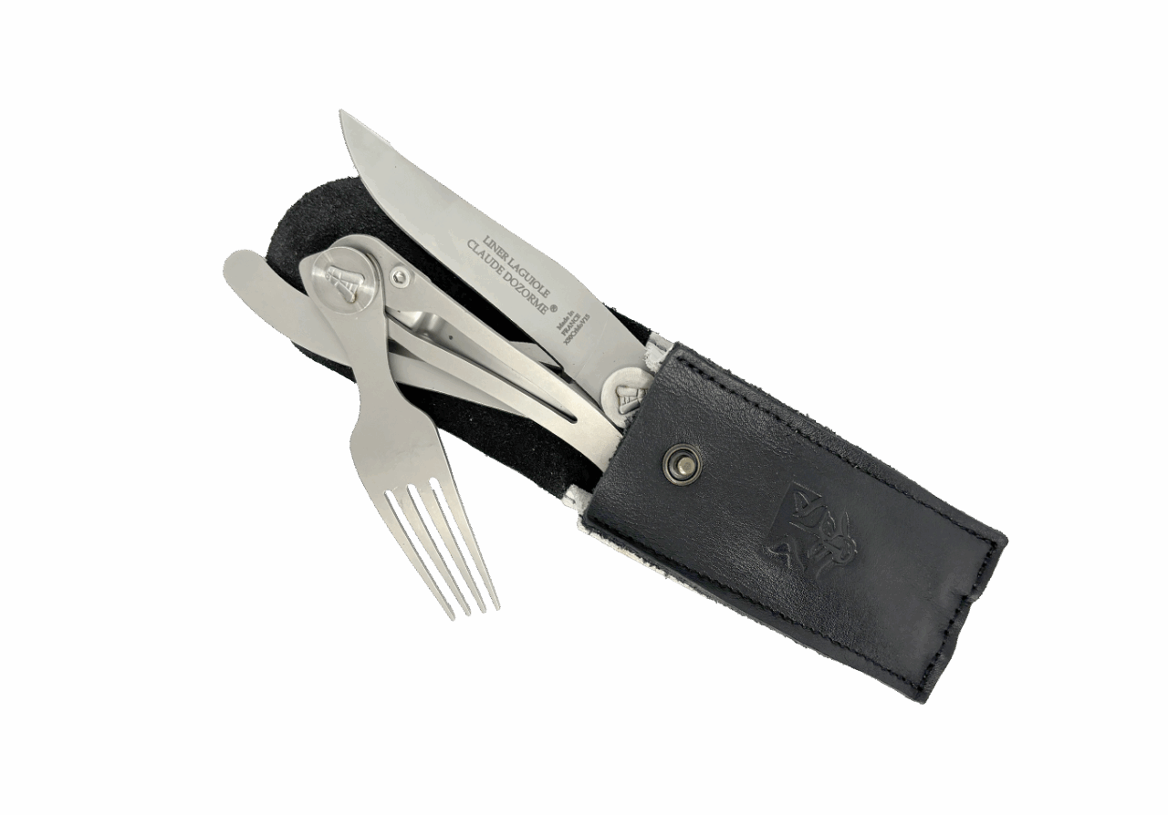 Set Laguiole - Pochette Laguiole<br/>(couteau Liner et fourchette)