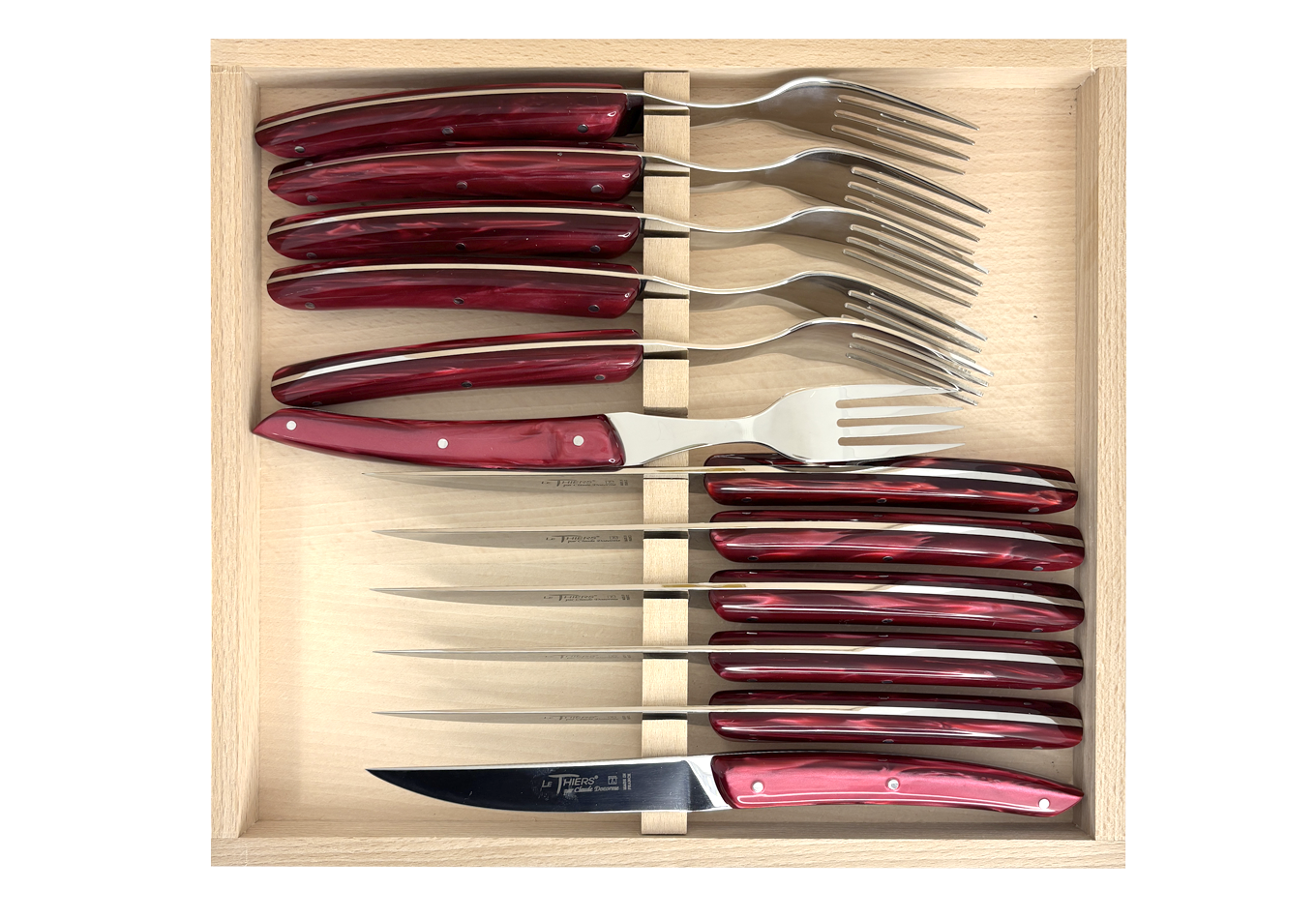 Le Thiers® Shadow - Coffret 12 pièces (6 couteaux & 6 fourchettes)