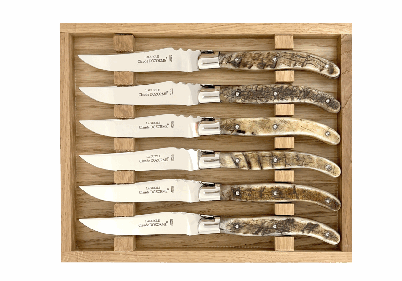 Laguiole Mitre Inox - Coffret chêne 6 couteaux