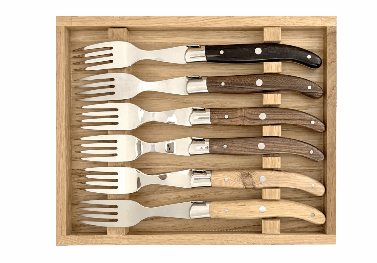 Laguiole Mitre Inox - Coffret chêne 6 fourchettes