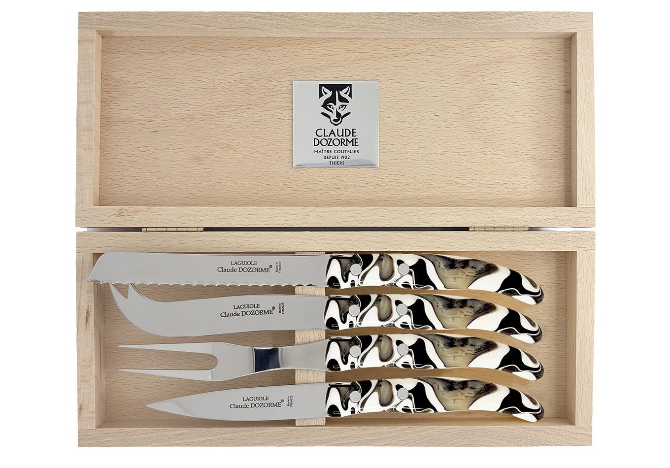 Découpe et service - Coffret 4 pièces (trancheur, couteau d&rsquo;office, couteau à fromage & tartineur)