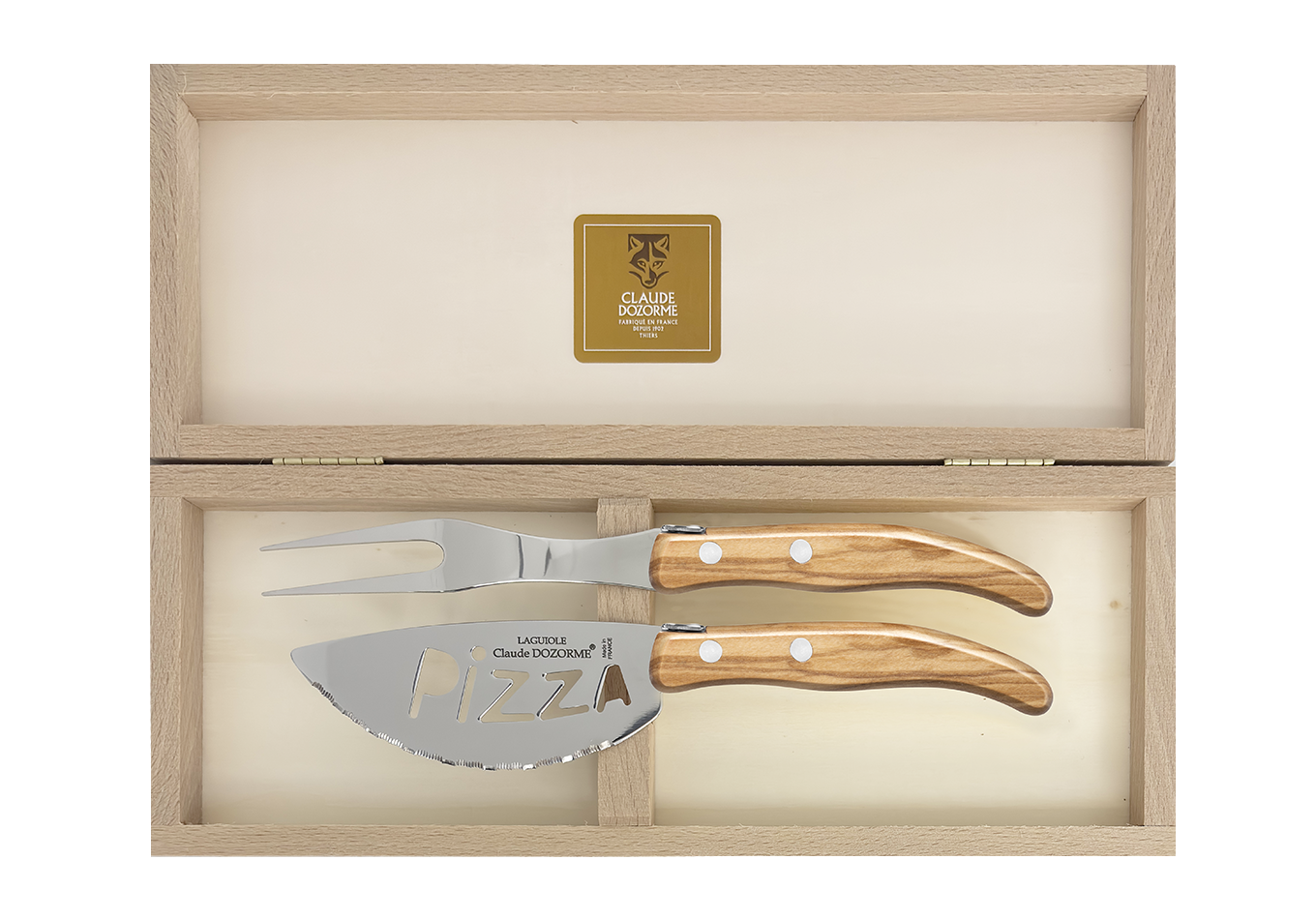 Service à découper - Coffret 2 pièces (couteau à pizza & fourchette)